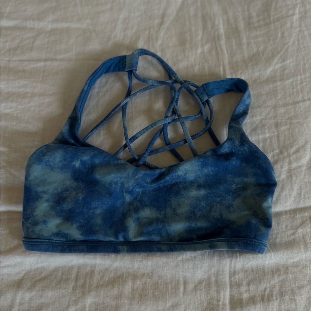 Lululemon Athletica Blue Tie-Dye Sports Bra with Strappy Back